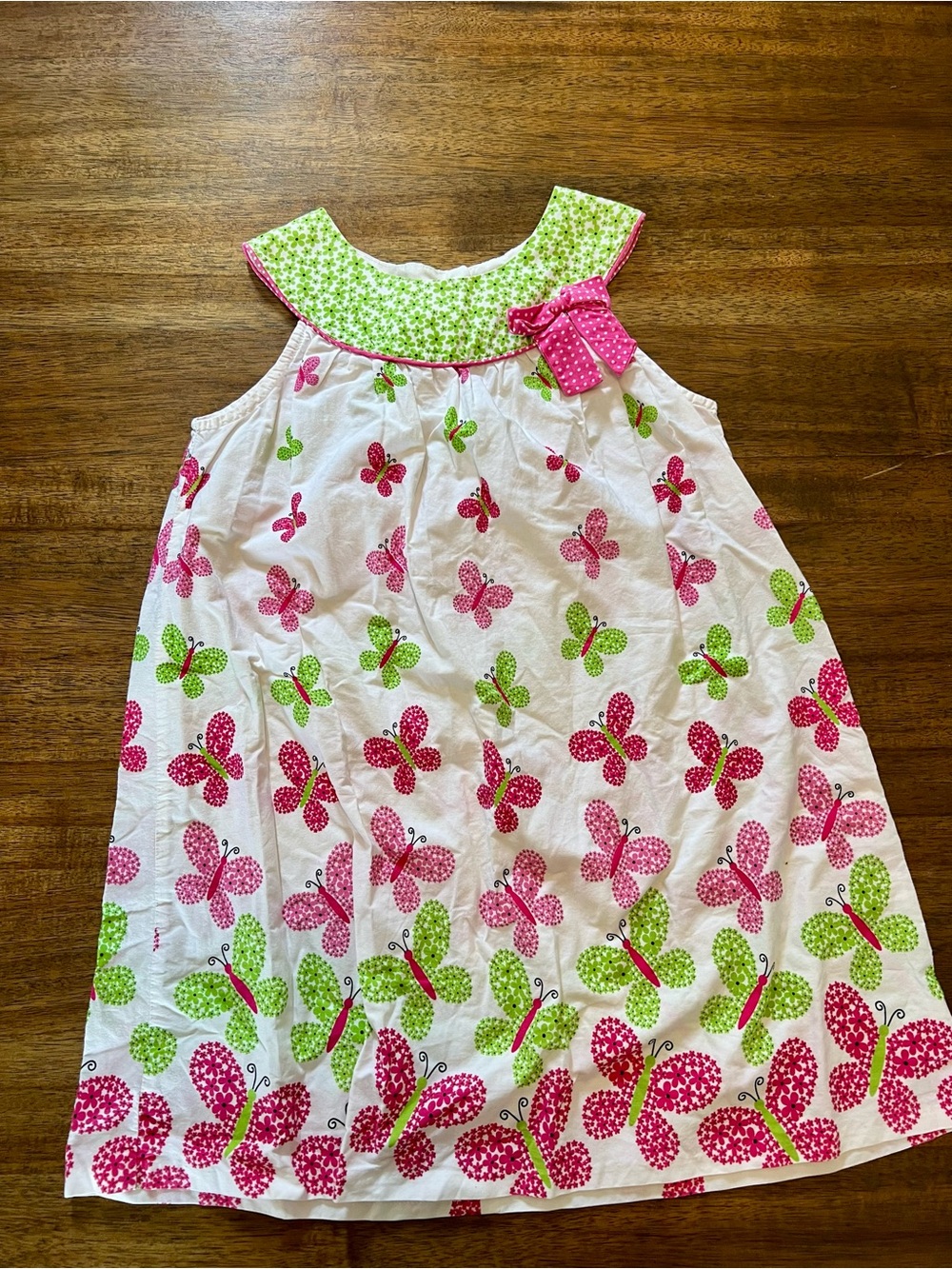 Rare Editions White Dress with Pink & Lime Green Floral Trim